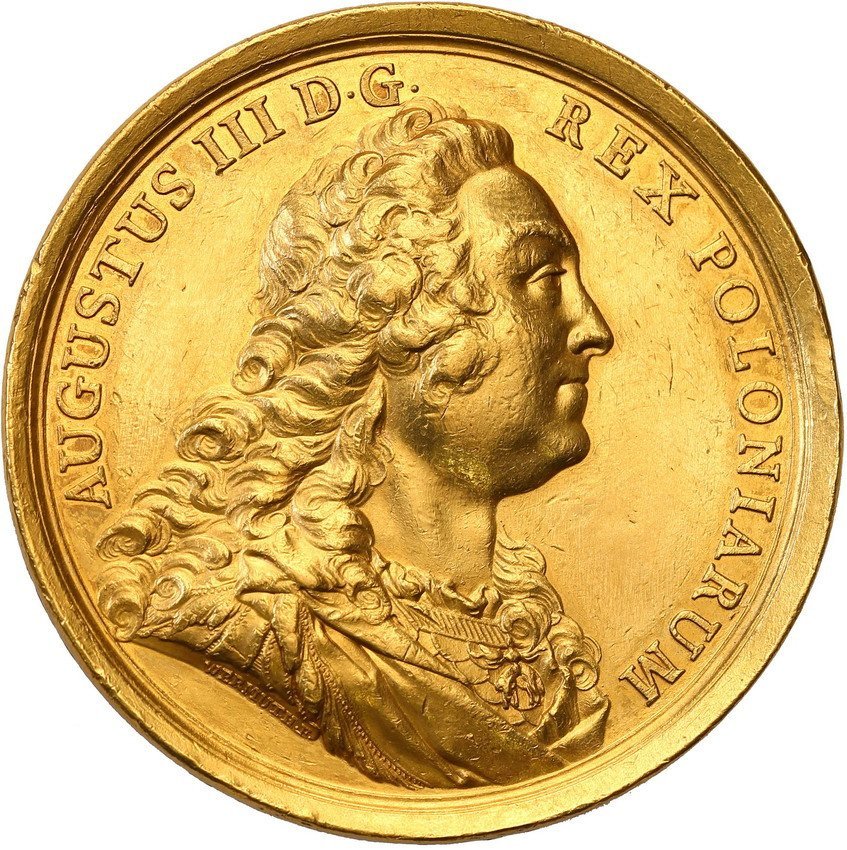 August III Sas. Medal nagrodowy orła białego 1758 wagi 25 dukatów, Drezno